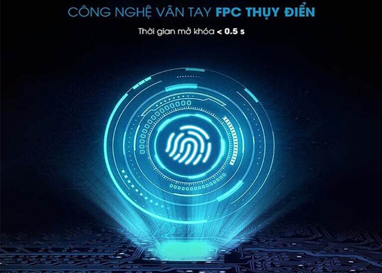 Công nghệ cảm biến vân tay FPC Thụy Điển gồm cảm ứng điện dụng, nhiệt độ, áp suất giúp nhận diện chính xác cao, chống làm giả, sao chép vân tay